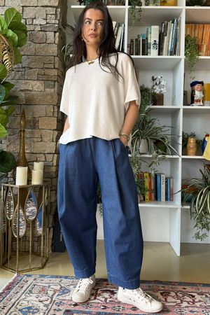 Juno Pleat Barrel Jean Mid